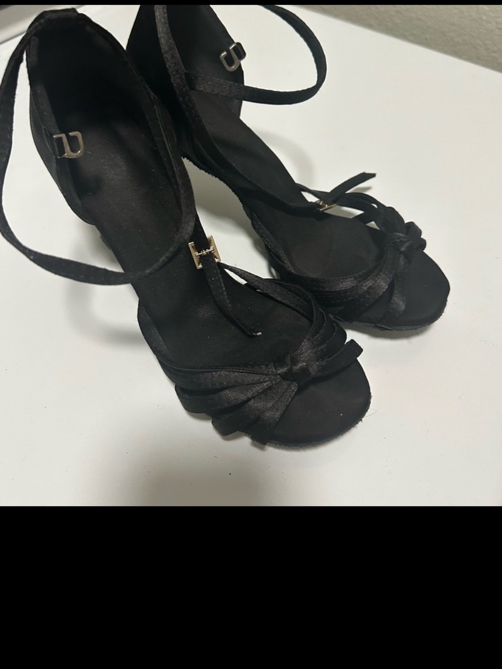 Professional ballroom dance heels suede soles black size 7
